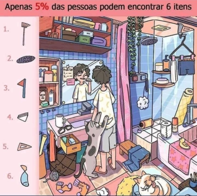 Apenas 5% das pessoas conseguem encontrar os 6 itens